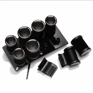 T3 Black Electric Heated Hair Rollers Set with Rose Gold Trim